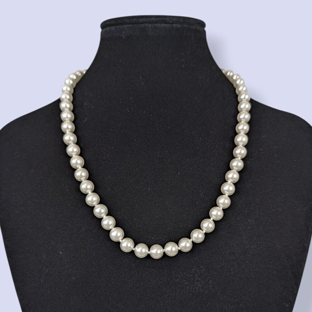 V. 8mm Knotted Faux Pearl Necklace